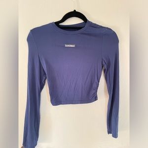 Silky blue long sleeve, silky long sleeve, long sleeve crop top, long sleeve